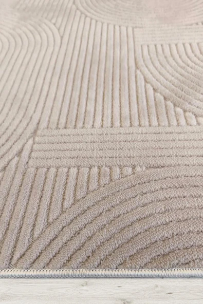 Yumuşak Dokulu İskandinav Dekoratif Kaymaz Taban Yıkanabilir Yolluk Antre Hol Halısı Salon Halısı 100 x 200 cm Krem - Resim 3