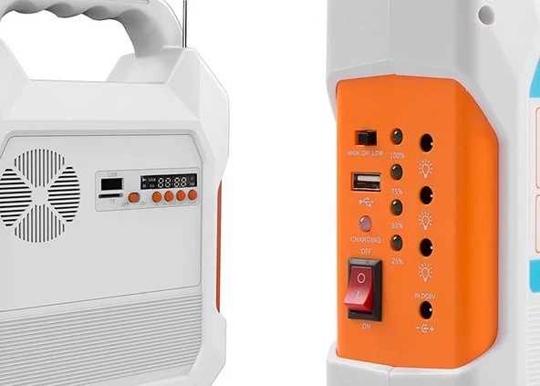 S-Link SL-8699 FM-CD Card-USB-Bluetooth Solar Panel-Led Lamba Taşınabilir Şarj Edilebilir Işıldak - Resim 3