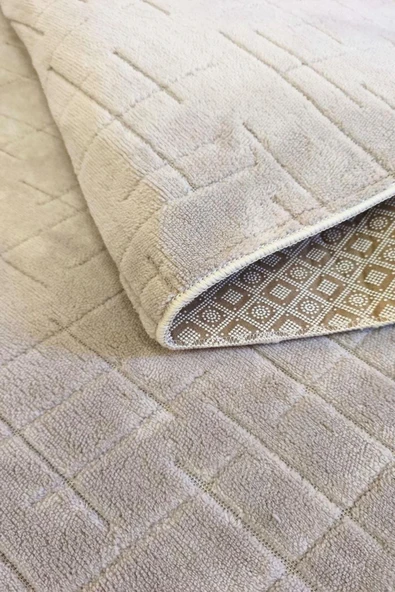 Yumuşak Dokulu İskandinav Dekoratif Kaymaz Taban Yıkanabilir Yolluk Antre Hol Halısı Salon Halısı 200 x 300 cm Vizon - Resim 4