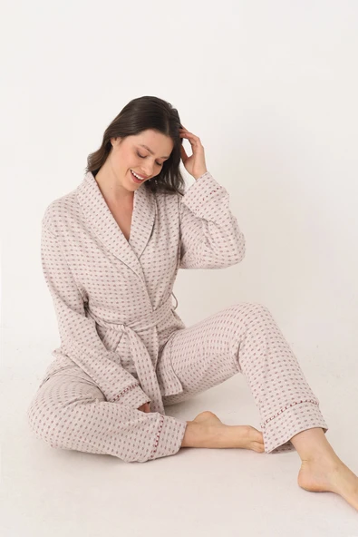 Kırmızı Sabahlık Pijama Takım ürün görseli 1