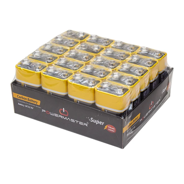 POWERMASTER ÇİNKO KARBON 9 VOLT PİL (20'Lİ PAKET) ürün görseli 1