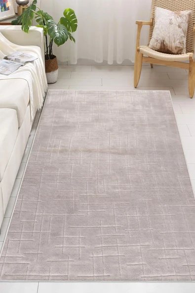 Yumuşak Dokulu İskandinav Dekoratif Kaymaz Taban Yıkanabilir Yolluk Antre Hol Halısı Salon Halısı 120 x 300 cm Vizon ürün görseli 1