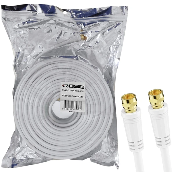 RG6 F Konnektörlü Hazır Kablo 25mt Rose RC-24-25 ürün görseli 1