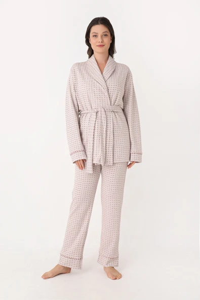 Kırmızı Sabahlık Pijama Takım - Resim 2