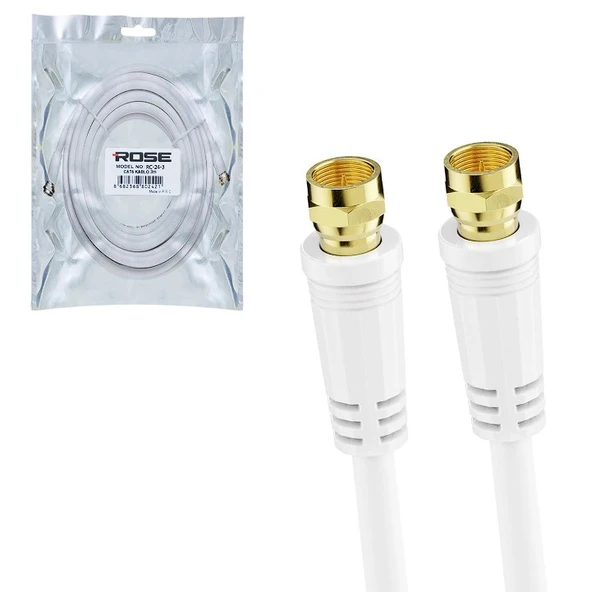 RG6 F Konnektörlü Hazır Kablo 3mt Rose RC-24-3 ürün görseli 1