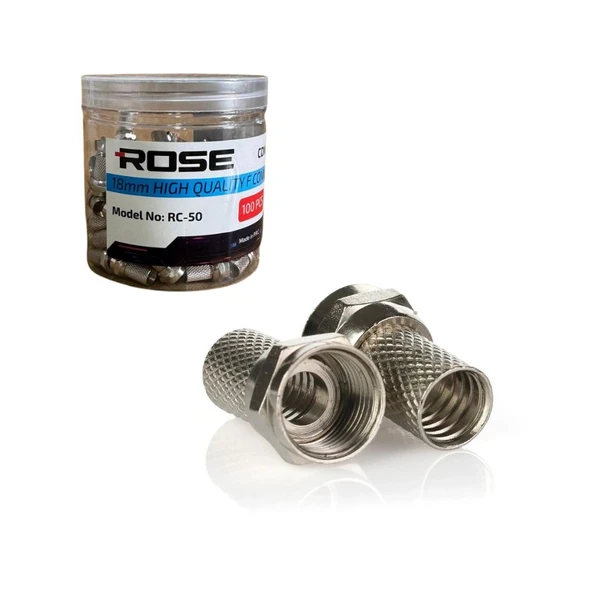 F KONNEKTÖR 18MM YÜKSEK KALITELI GÜMÜŞ 100adet RC-50 (D-03) ürün görseli 1