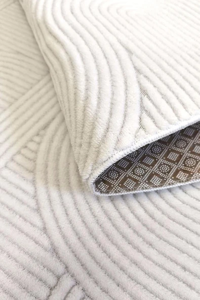 Yumuşak Dokulu İskandinav Dekoratif Kaymaz Taban Yıkanabilir Yolluk Antre Hol Halısı Salon Halısı 80 x 200 cm Beyaz ürün görseli 1