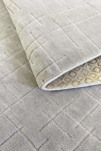 Yumuşak Dokulu İskandinav Dekoratif Kaymaz Taban Yıkanabilir Yolluk Antre Hol Halısı Salon Halısı 200 x 290 cm Gri - Resim 4