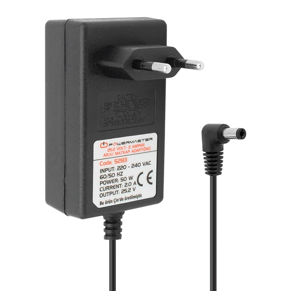 POWERMASTER PM-5283 25 VOLT - 2 AMPER - 50 WATT 5.5*2.5 MM L UÇLU ŞARJLI MATKAP ADAPTÖRÜ ürün görseli 1