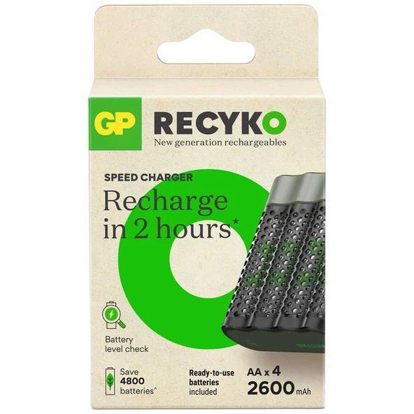 GP M452 USB Hızlı Şarj Cihazı 4 Adet 2600mAh AA Kalem Pilli Set ürün görseli 1