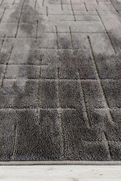 Yumuşak Dokulu İskandinav Dekoratif Kaymaz Taban Yıkanabilir Yolluk Antre Hol Halısı Salon Halısı 60 x 400 cm Antrasit - Resim 3