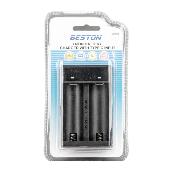 BESTON M7028 18650/21700/2660 TYPE-C ÇIKIŞLI HIZLI PİL ŞARJ CİHAZI ürün görseli 1