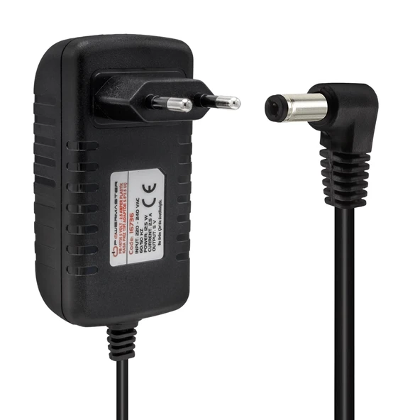 POWERMASTER PM-16736 5 VOLT - 2.5 AMPER 5.5*2.5 MM UÇLU PLASTİK KASA PRİZ TİPİ ADAPTÖR ürün görseli 1