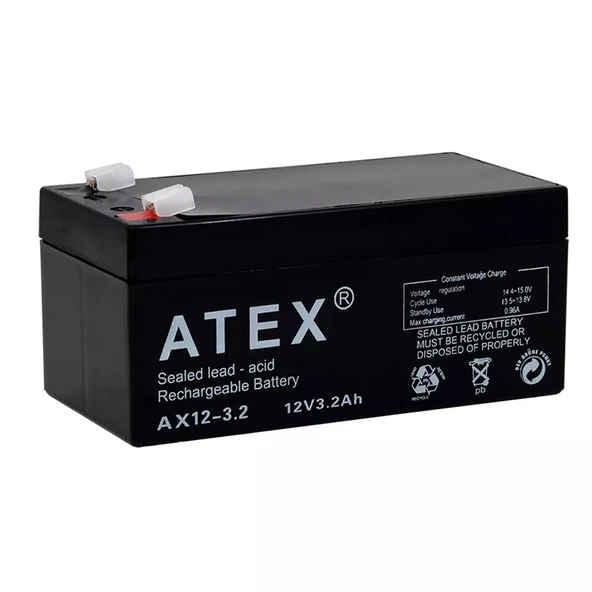 ATEX AX12-3.2 12 VOLT - 3.2 AMPER AKÜ (13.4X6.7X6.1CM) ürün görseli 1