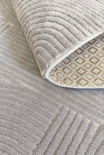 Yumuşak Dokulu İskandinav Dekoratif Kaymaz Taban Yıkanabilir Yolluk Antre Hol Halısı Salon Halısı 200 x 250 cm Gri ürün görseli 1