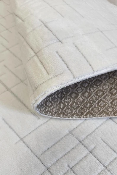 Yumuşak Dokulu İskandinav Dekoratif Kaymaz Taban Yıkanabilir Yolluk Antre Hol Halısı Salon Halısı 60 x 100 cm Beyaz - Resim 4