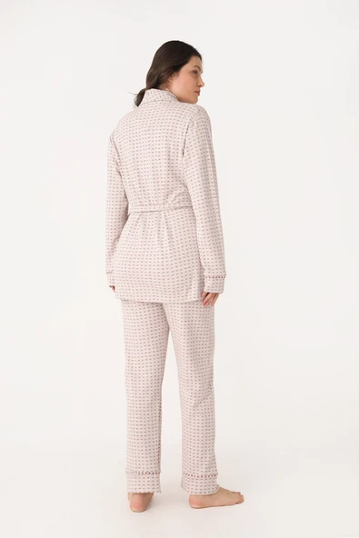 Kırmızı Sabahlık Pijama Takım - Resim 3