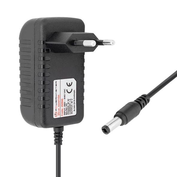 POWERMASTER PM-2266 12 VOLT - 1 AMPER 5.5*2.5 MM UÇLU PRİZ TİPİ MATKAP ŞARJ ADAPTÖRÜ ürün görseli 1