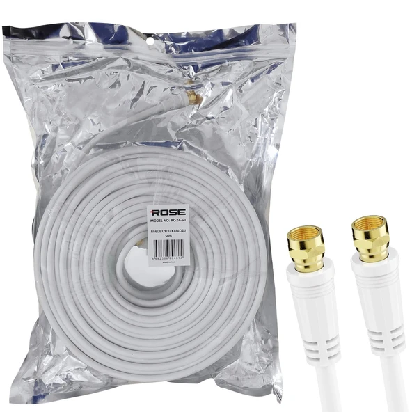 RG6 F Konnektörlü Hazır Kablo 50mt Rose RC-24-50 ürün görseli 1