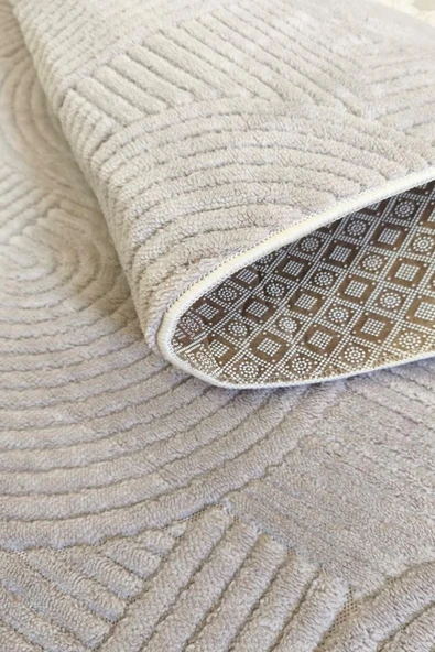 Yumuşak Dokulu İskandinav Dekoratif Kaymaz Taban Yıkanabilir Yolluk Antre Hol Halısı Salon Halısı 100 x 150 cm Vizon - Resim 8