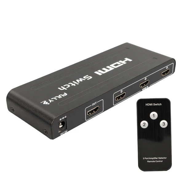 FULLY G-538H 3 GİRİŞ 1 ÇIKIŞ HDMI SWITCHER TOPLAYICI METAL KASA ADAPTÖRLÜ ürün görseli 1