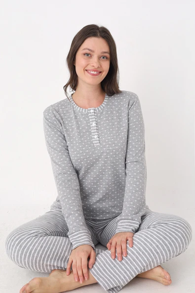 Gri Patlı Pijama Takımı ürün görseli 1