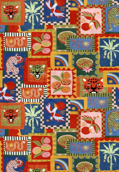 Dijital Baskılı Modern Hayvan Desenli Çok Renkli Kaymaz Taban Yıkanabilir Halı Çok Renkli 100 x 150 cm ürün görseli 1