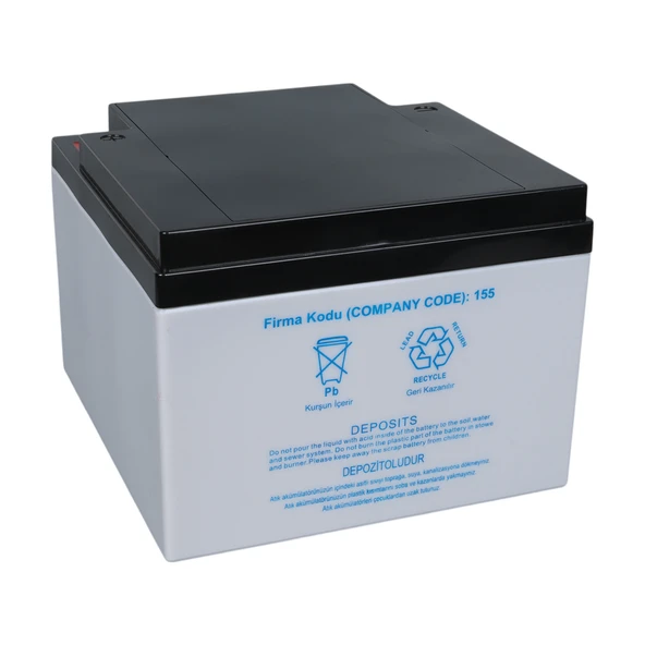 YOKOHAMA YH-1226 12 VOLT - 26 AMPER KURU AKÜ (165 X 176 X 125 MM) - Resim 3