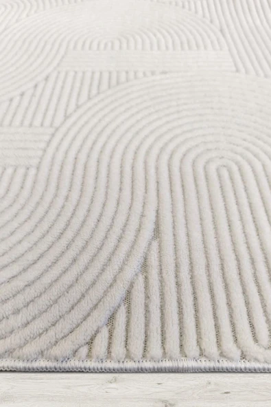 Yumuşak Dokulu İskandinav Dekoratif Kaymaz Taban Yıkanabilir Yolluk Antre Hol Halısı Salon Halısı 50 x 60 cm Beyaz - Resim 2