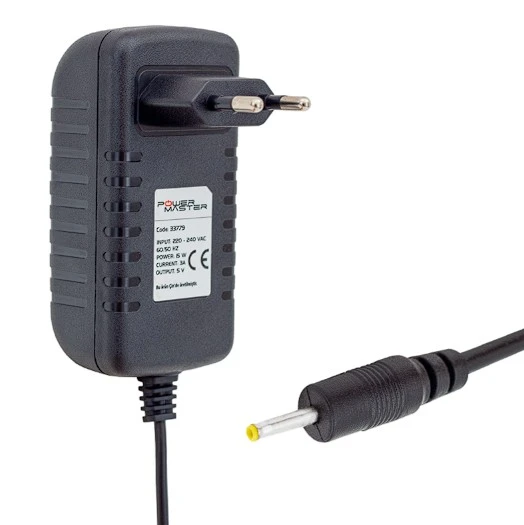 POWERMASTER PM-33779 5 VOLT - 3 AMPER 2.5*0.7 MM UÇLU PLASTİK KASA PRİZ TİPİ ADAPTÖR ürün görseli 1
