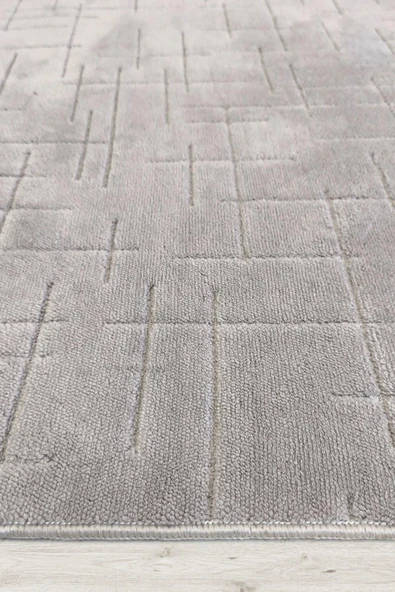 Yumuşak Dokulu İskandinav Dekoratif Kaymaz Taban Yıkanabilir Yolluk Antre Hol Halısı Salon Halısı 60 x 100 cm Gri - Resim 3