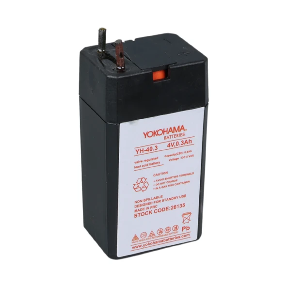 YOKOHAMA YH-40.3 4 VOLT - 0.3 AMPER KURU AKÜ (27 X 20 X 48 MM) ürün görseli 1