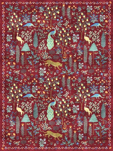 Dijital Baskılı Modern Desenli Renkli Kaymaz Taban Yıkanabilir Halı 80 x 200 cm Bordo - Resim 2