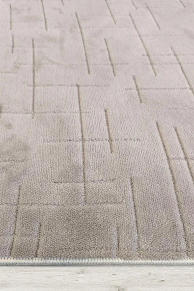 Yumuşak Dokulu İskandinav Dekoratif Kaymaz Taban Yıkanabilir Yolluk Antre Hol Halısı Salon Halısı 200 x 300 cm Vizon - Resim 3