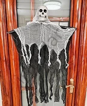Saçaklı Ürperti Kuru Kafa Korku Hayalet Asılabilir Korkutucu Hayalet İskelet Cadılar Bayramı ürün görseli 1
