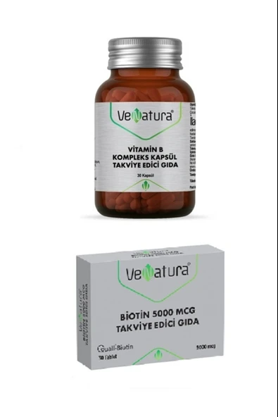 Venatura Vitamin B Kompleks Kapsül Takviye Edici Gıda 30 Kapsül + Solgar Biotin 5000 Mcg 50 Kapsül ürün görseli 1