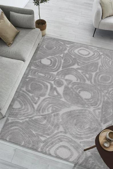 Yumuşak Dokulu İskandinav Dekoratif Kaymaz Taban Yıkanabilir Yolluk Antre Hol Halısı Salon Halısı 80 x 150 cm Gri ürün görseli 1