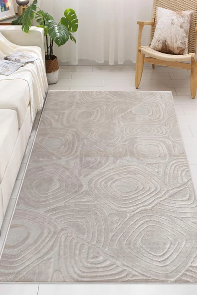 Yumuşak Dokulu İskandinav Dekoratif Kaymaz Taban Yıkanabilir Yolluk Antre Hol Halısı Salon Halısı 100 x 500 cm Vizon ürün görseli 1