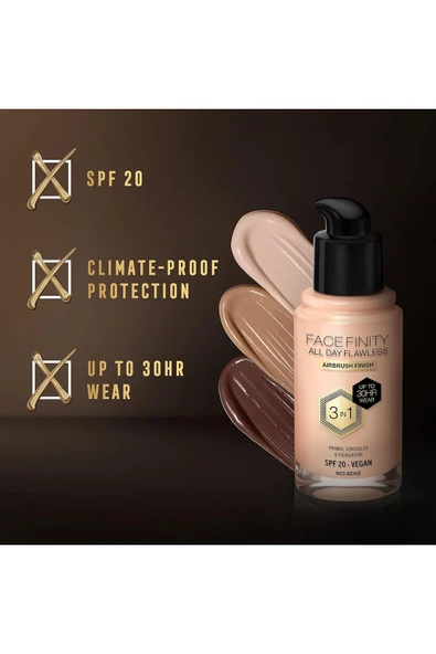 Max Factor Facefinity All Day Kusursuz Fondöten - N32 - Açık Bej, 30ml - Resim 3