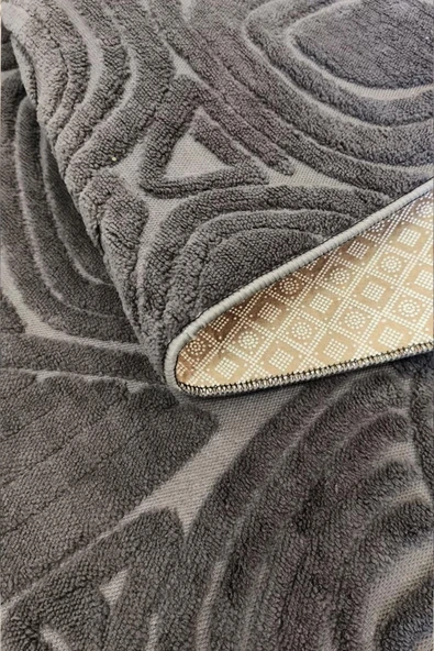 Yumuşak Dokulu İskandinav Dekoratif Kaymaz Taban Yıkanabilir Yolluk Antre Hol Halısı Salon Halısı 80 x 250 cm Antrasit - Resim 4