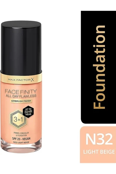 Max Factor Facefinity All Day Kusursuz Fondöten - N32 - Açık Bej, 30ml - Resim 2