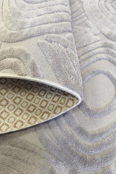 Yumuşak Dokulu İskandinav Dekoratif Kaymaz Taban Yıkanabilir Yolluk Antre Hol Halısı Salon Halısı 100 x 500 cm Gri - Resim 4