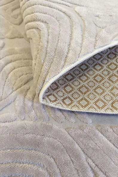 Yumuşak Dokulu İskandinav Dekoratif Kaymaz Taban Yıkanabilir Yolluk Antre Hol Halısı Salon Halısı 120 x 300 cm Vizon - Resim 4