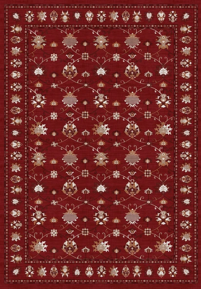 Dijital Baskılı Renkli Kilim Desenli Kaymaz Taban Yıkanabilir Halı 80 x 500 cm Bordo - Resim 2