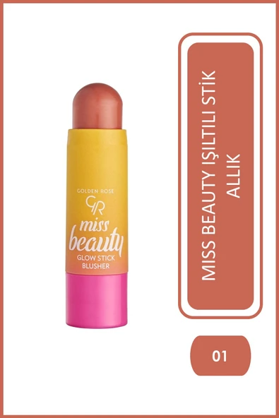 Golden Rose Miss Beauty Glow Stick Blusher 01 Peach Flash Stik Allık 6 g ürün görseli 1