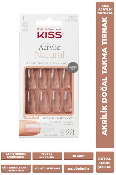 Kiss Takma Tırnak Seti Tırnak Yapıştırıcılı Extra Uzun-ksan06 ürün görseli 1