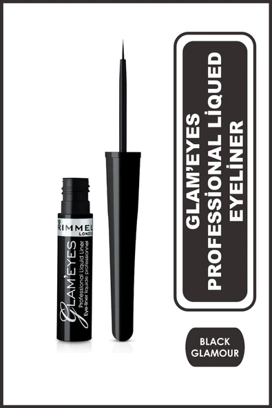 RIMMEL LONDON Siyah Eyeliner - Glam'Eyes Professional Liquid Eyeliner Black Glamour 3607344174083 ürün görseli 1