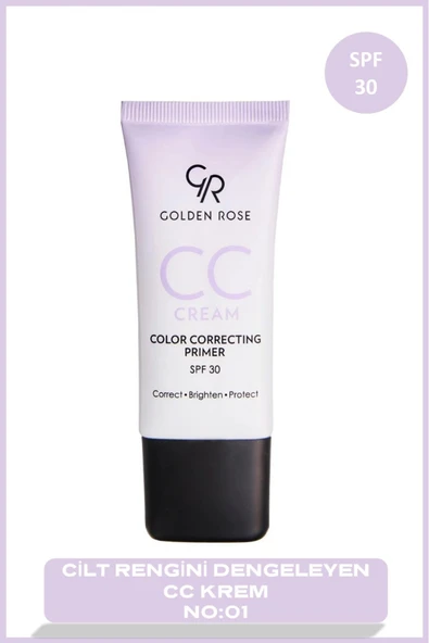 Golden Rose Cc Cream Primer 01 Violet Hyaluronik Asitli Cilt Dengeleyici CC Krem 30 ml ürün görseli 1
