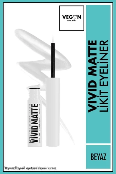 NYX Professional Makeup Vivid Matte Likit Eyeliner - Beyaz ürün görseli 1