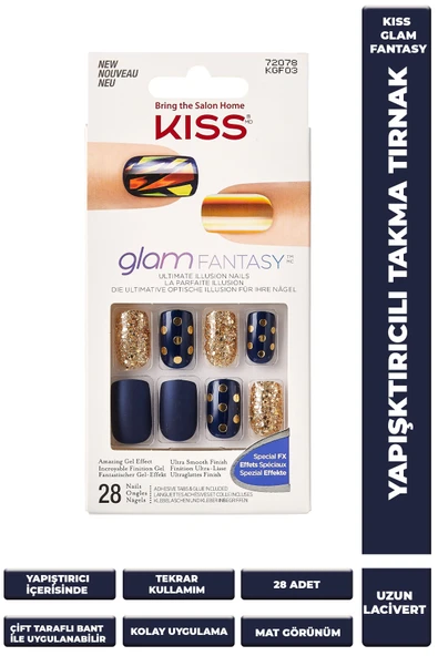 Kiss Jel Takma Tırnak Yapıştırıcılı Ve Çift Taraflı Bant Yapıştıcı Uzun Lacivert ürün görseli 1